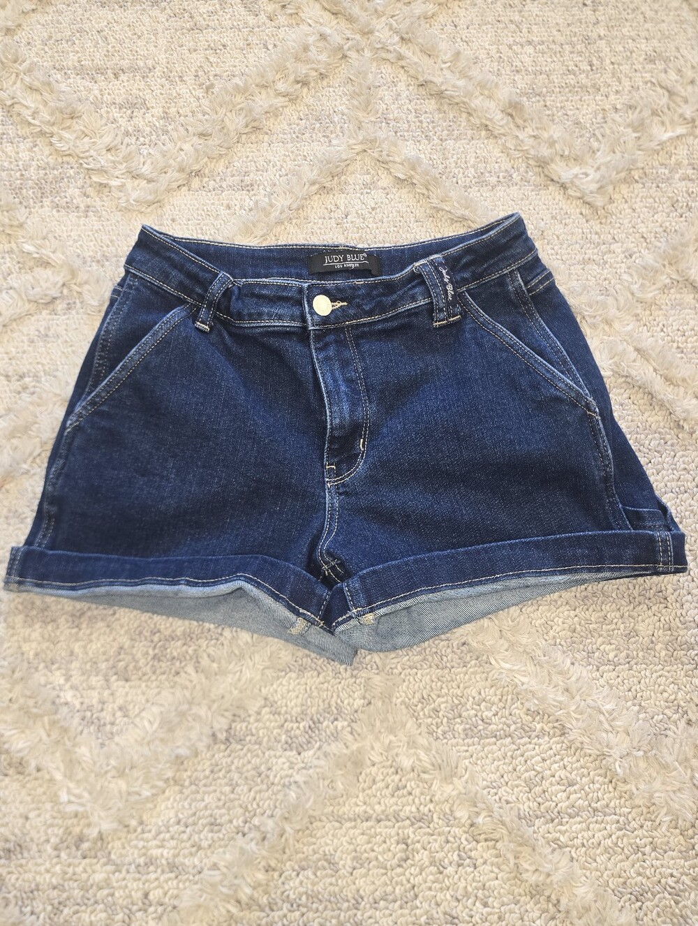 Judy Blue Shorts Womens Size Medium Dark Wash Denim Carpenter Stretch Casual
